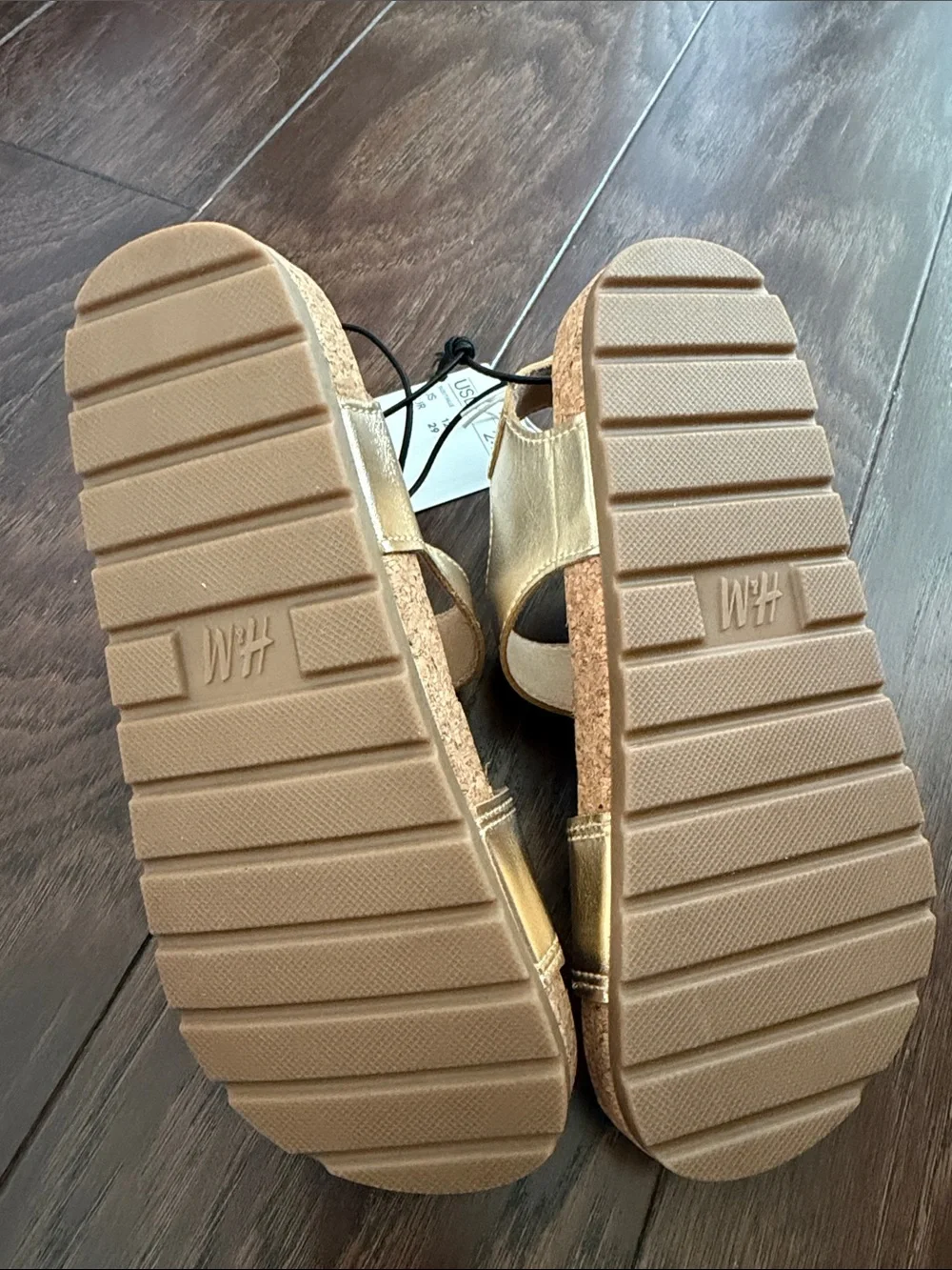 H&M Metallic Gold Velcro Sandals